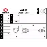 Приводной вал SNRA AU615 A2615 A U2615 Audi A6 (C6) 3 Седан 3.0 Tdi Quattro 225 л.с. 2004 – 2006