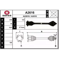 Приводной вал SNRA AU26 16 AU616 Audi A6 (C6) 3 Седан 3.0 Tdi Quattro 225 л.с. 2004 – 2006 A2616