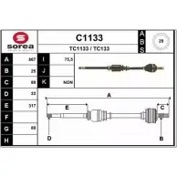 Приводной вал SNRA T C1133 TC133 C1133 Peugeot Partner 1 (M59, 5F) Минивэн 1.4 73 л.с. 2002 – 2006