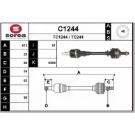 Приводной вал SNRA C1244 TC244 TC 1244 Citroen Xantia 1 (X1, X2) Хэтчбек 2.0 i 16V 152 л.с. 1993 – 1998