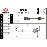 Приводной вал SNRA Citroen Xantia 1 (X1, X2) Хэтчбек 2.0 i 16V 152 л.с. 1993 – 1998 TC 1246 C1246 TC246