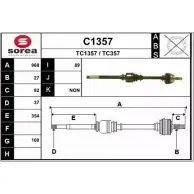 Приводной вал SNRA TC135 7 Citroen C8 1 (EA, EB) Минивэн 2.0 HDi 109 л.с. 2002 – наст. время TC357 C1357