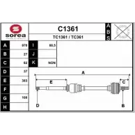 Приводной вал SNRA Citroen C8 1 (EA, EB) Минивэн 2.0 16V 141 л.с. 2005 – наст. время C1361 TC136 1 TC361