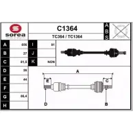 Приводной вал SNRA TC364 C1364 Fiat Ulysse (179) 2 2002 – 2011 TC 1364