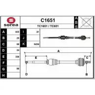 Приводной вал SNRA T C1651 TC651 Citroen C5 1 (DE, PF3) Универсал 2.0 HDi (DERHYB) 90 л.с. 2001 – 2004 C1651