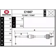 Приводной вал SNRA TC1 667 TC667 C1667 Citroen C5 2 (RC, RE, PF3) 2004 – 2008