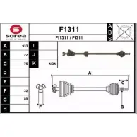 Приводной вал SNRA F I1311 F1311 Fiat Tempra (159) 2 Седан 1.4 i.e. (159.AC. 159.Ax) 69 л.с. 1990 – 1996 FI311