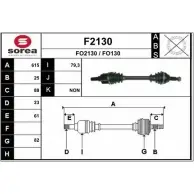 Приводной вал SNRA FO2130 FO1 30 Ford Fusion 1 (CBK, JU) Хэтчбек 1.6 TDCi 90 л.с. 2004 – 2012 F2130