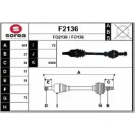 Приводной вал SNRA F O136 FO2136 F2136 Ford Fusion 1 (CBK, JU) Хэтчбек 1.6 100 л.с. 2002 – 2008