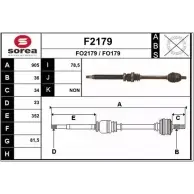 Приводной вал SNRA Ford Focus 2 Хэтчбек 1.6 100 л.с. 2004 – 2012 FO2179 F2179 FO17 9