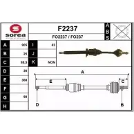 Приводной вал SNRA F2237 FO237 F O2237 Ford Escort 7 (FA, ALL) Кабриолет 1.8 Turbo D 70 л.с. 1996 – 1999