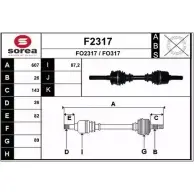 Приводной вал SNRA FO231 7 Ford Ranger 4 (ER, EQ) Пикап 2.5 D 4x4 78 л.с. 1999 – 2002 FO317 F2317