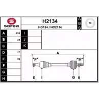 Приводной вал SNRA HO 134 H2134 HO2134 Honda Prelude 4 (BB1, 2, 3) Купе 2.2 i 16V Vtec (BB1) 185 л.с. 1993 – 1996