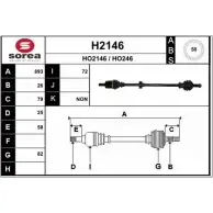 Приводной вал SNRA HO246 Honda Civic 7 (EM2) Купе 1.7 i VTEC 125 л.с. 2001 – 2005 H2146 HO214 6