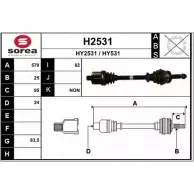 Приводной вал SNRA H2531 HY25 31 HY531 Hyundai Accent (LC) 2 Седан 1.5 CRDi 82 л.с. 2002 – 2005