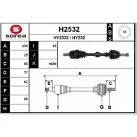 Приводной вал SNRA Hyundai Matrix HY532 H2532 HY25 32