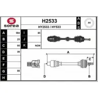 Приводной вал SNRA H2533 HY533 Hyundai Matrix HY253 3