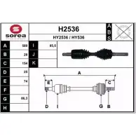 Приводной вал SNRA H Y2536 HY536 H2536 Hyundai Galloper (JK01) 2 Внедорожник 2.5 TD 88 л.с. 1998 – 2003