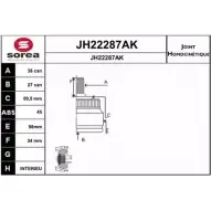 Шрус граната SNRA JH22287AK NW3DHX Audi A4 (B6) 2 Седан 1.8 T 170 л.с. 2002 – 2005 JH2 2287AK