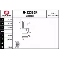 Шрус граната SNRA JH22325K J H22325K Renault Megane (LA) 1 Седан 1.9 dCi (LA05. LA1F) 102 л.с. 2001 – 2003 MZG8HCD