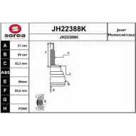 Шрус граната SNRA Renault Kangoo (FC) 1 Фургон 1.9 dTi (FC0U) 80 л.с. 2000 – 2025 NODEBP JH22388K JH22 388K