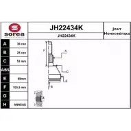 Шрус граната SNRA JH 22434K JH22434K 7JUCQ3 Opel Vectra (C) 3 Универсал 2.0 DTI (F35) 100 л.с. 2003 – 2005