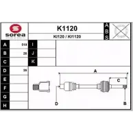 Приводной вал SNRA KI120 K I1120 Kia Sportage 1 (NB) Кроссовер 2.0 i 4WD 95 л.с. 1994 – 1999 K1120