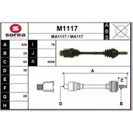 Приводной вал SNRA MA117 Mazda 323 (BA) 5 Седан 1.6 TD 82 л.с. 1994 – 1998 M1117 MA 1117