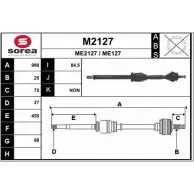 Приводной вал SNRA M2127 ME2127 Mercedes A-Class (W169) 2 Хэтчбек 2.0 A 180 CDI (1607. 1607) 109 л.с. 2004 – 2012 ME 127