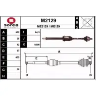 Приводной вал SNRA Mercedes A-Class (W169) 2 Хэтчбек 2.0 A 180 CDI (1607. 1607) 109 л.с. 2004 – 2012 M2129 ME2129 ME 129