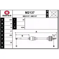 Приводной вал SNRA ME2137 ME1 37 M2137 Mercedes B-Class (W245) 1 Хэтчбек 2.0 B 200 TURBO (2434) 193 л.с. 2005 – 2011