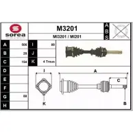 Приводной вал SNRA MI3201 M3201 Mitsubishi L200 3 (K7T, K6T) Пикап 2.5 TD 4WD 99 л.с. 1996 – 2007 M I201