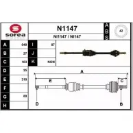 Приводной вал SNRA NI147 Nissan Primera (P10) 1 Седан 2.0 143 л.с. 1990 – 1993 N1147 NI1 147