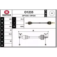 Приводной вал SNRA OP12 35 O1235 OP235 Opel Astra (F) 1 Седан 1.8 i 16V (F19. M19) 125 л.с. 1993 – 1994