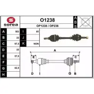 Приводной вал SNRA O1238 OP238 OP123 8 Opel Combo (C) 2 Минивэн 1.7 DI 16V 65 л.с. 2001 – 2004