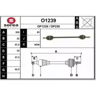 Приводной вал SNRA Opel Combo (C) 2 Минивэн 1.7 DI 16V 65 л.с. 2001 – 2004 O1239 OP239 OP12 39