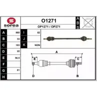 Приводной вал SNRA O1271 Opel Astra (G) 2 Седан 1.6 (F69) 103 л.с. 2002 – 2009 OP271 O P1271