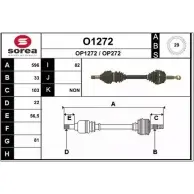 Приводной вал SNRA OP272 OP1 272 Opel Astra (G) 2 Седан 1.6 (F69) 103 л.с. 2002 – 2009 O1272