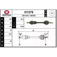 Приводной вал SNRA Opel Astra (G) 2 Купе 1.8 16V (F07) 116 л.с. 2000 – 2000 O1276 OP276 OP127 6