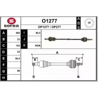 Приводной вал SNRA OP 1277 Opel Astra (G) 2 Купе 1.8 16V (F07) 116 л.с. 2000 – 2000 O1277 OP277