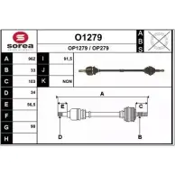 Приводной вал SNRA Opel Vectra (B) 2 Универсал 2.2 i 16V (F35) 147 л.с. 2000 – 2003 OP127 9 OP279 O1279