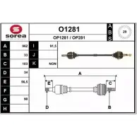 Приводной вал SNRA Opel Vectra (B) 2 Универсал 2.2 i 16V (F35) 147 л.с. 2000 – 2003 OP281 O1281 OP128 1