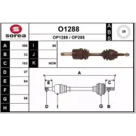 Приводной вал SNRA Opel Vectra (B) 2 Седан 2.2 DTI 16V (F19) 120 л.с. 2000 – 2002 O1288 OP288 O P1288