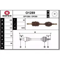 Приводной вал SNRA O1289 Opel Vectra (B) 2 Хэтчбек 2.2 DTI 16V (F68) 120 л.с. 2000 – 2002 OP128 9 OP289