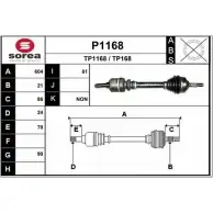 Приводной вал SNRA Peugeot 206 1 (2AC) Хэтчбек 1.9 D 69 л.с. 1998 – 2001 T P1168 P1168 TP168