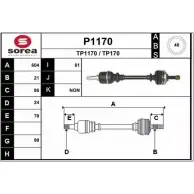 Приводной вал SNRA TP170 Peugeot 206 1 (2AC) Хэтчбек 1.9 D 69 л.с. 1998 – 2001 TP11 70 P1170