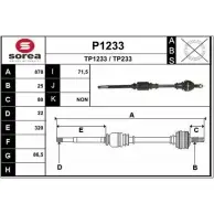 Приводной вал SNRA Peugeot 405 TP 1233 P1233 TP233