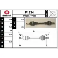 Приводной вал SNRA TP123 4 TP234 Peugeot 405 P1234