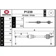 Приводной вал SNRA P1239 Peugeot 306 1 (7A, 7C, N3, N5) Хэтчбек 1.9 D 92 л.с. 1993 – 1997 T P1239 TP239