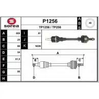 Приводной вал SNRA TP 1256 P1256 Peugeot 306 1 (7A, 7C, N3, N5) Хэтчбек 1.9 D 92 л.с. 1993 – 1997 TP256